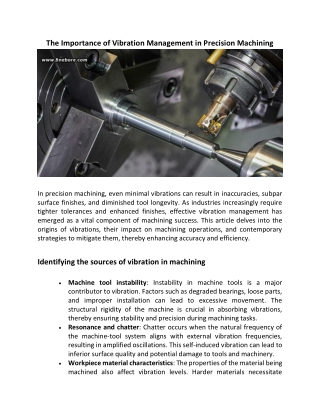 The Importance Of Vibration Management In Precision Machining