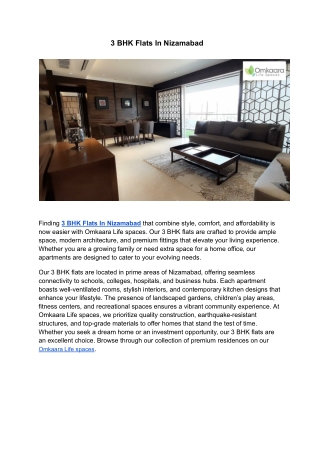 3 BHK Flats In Nizamabad | Omkaara Life spaces