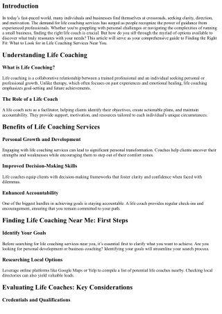 **Finding the Right Fit: What to Look for in Life Coaching Services Near You**