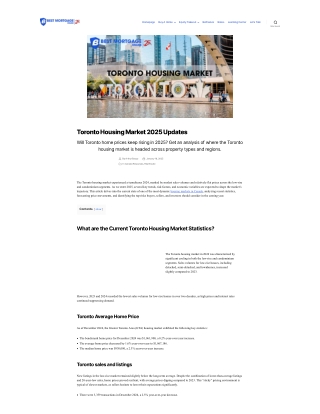 Toronto Real Estate Excellence - Toronto Housing Market 2025
