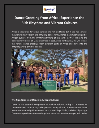 Dance Greeting from Africa-Experience the Rich Rhythms and Vibrant Cultures