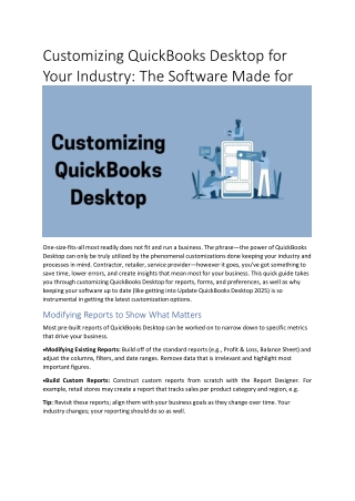 customizing quickbooks desktop for your industry