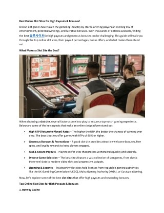 best online slot sites for high payouts bonuses