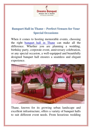 Banquet Hall in Thane  Perfect Venues for Your Special Occasions