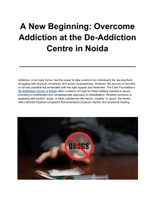 De-Addiction Centre in Noida