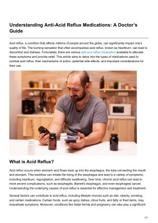 understanding anti acid reflux medications