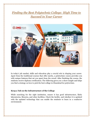 Finding the Best Polytechnic College: High Time to Succeed in Your Career