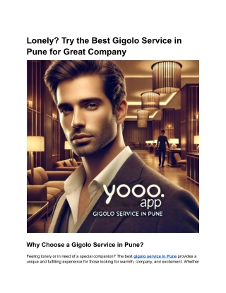 Lonely_ Try the Best Gigolo Service in Pune for Great Company