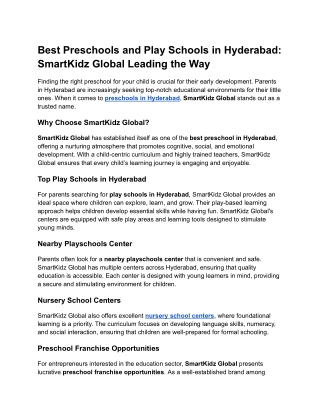 Best Preschools and Play Schools in Hyderabad_ SmartKids Global Leading the Way.docx