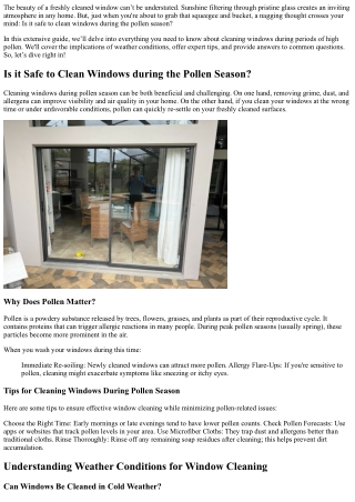 Is it Safe to Clean Windows during the Pollen Season?