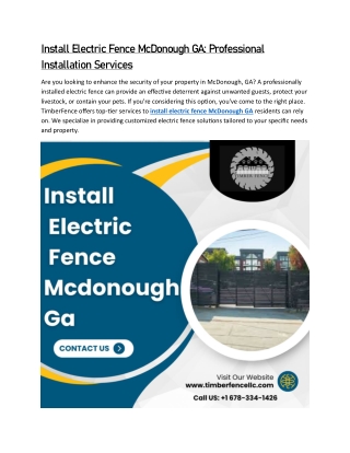 Install Electric Fence McDonough GA Professional Installation Services