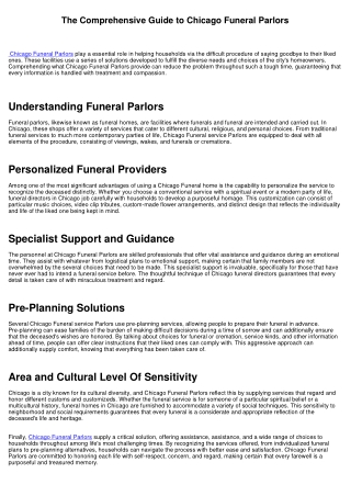 The Comprehensive Guide to Chicago Funeral Service Parlors