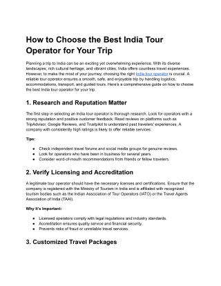 How to Choose the Best India Tour Operator for Your Trip - Google Docs