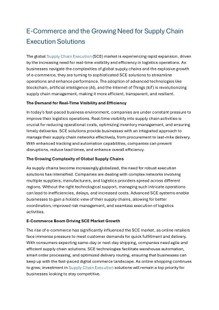 e commerce and the growing need for supply chain