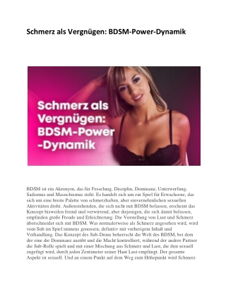 Schmerz als Vergnügen BDSM-Power-Dynamik