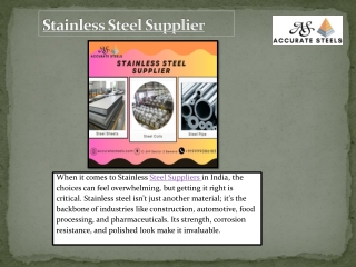 Stainless Steel Suppliers I  In India
