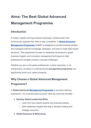 aima the best global advanced