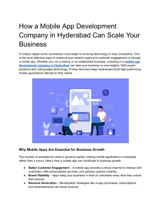 how a mobile app development company in hyderabad