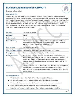business administration asm0011 general
