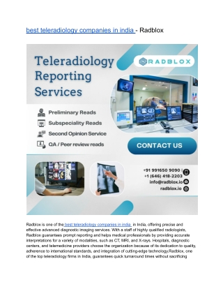 best teleradiology companies in india - Radblox