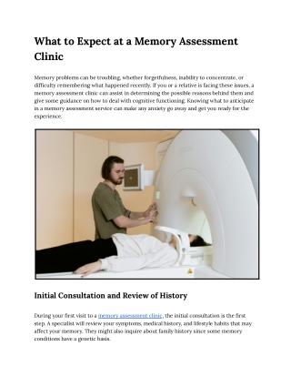 What to Expect at a Memory Assessment Clinic