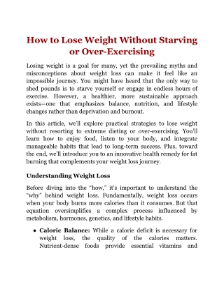 how to lose weight without starving or over