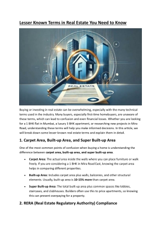 lesser known terms in real estate you need to know