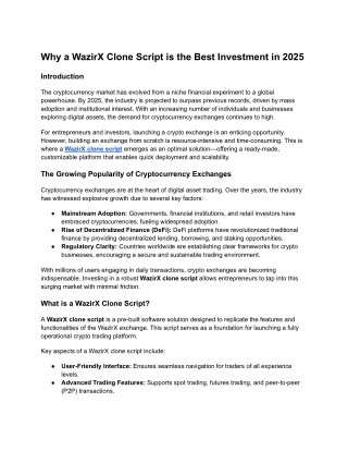 Why a WazirX Clone Script is the Best Investment in 2025