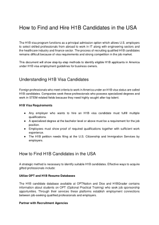 How to Find and Hire H1B Candidates in the USA