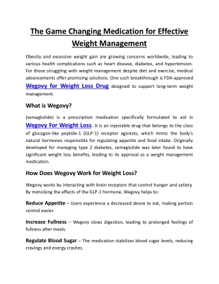 the game changing medication for effective weight