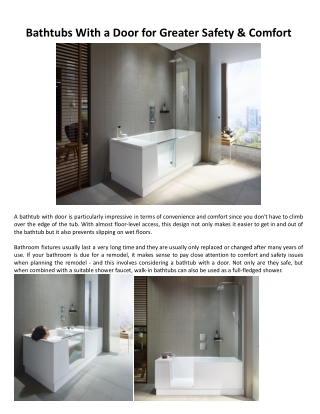 Bathtubs With a Door for Greater Safety & Comfort