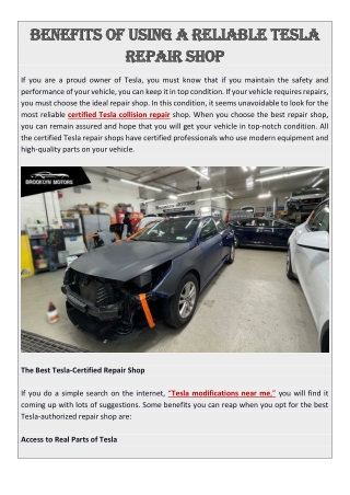 Why Choose a Certified Tesla Repair Shop for Repairs & Mods?