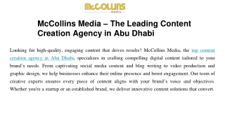 The Leading Content Creation Agency in Abu Dhabi