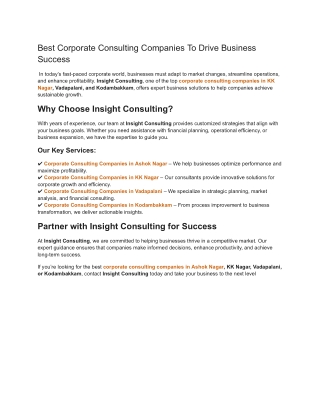 best corporate consulting companies to drive