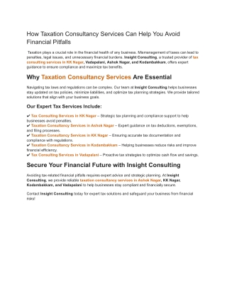 how taxation consultancy services can help