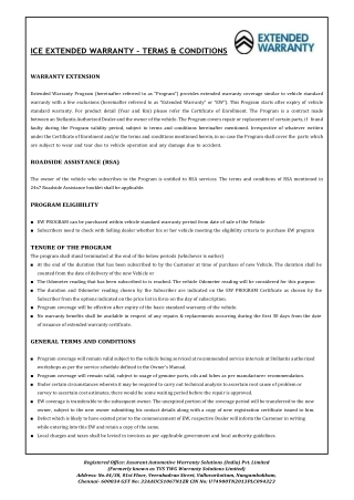 ice extended warranty terms conditions