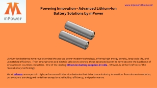 Lithium Ion Battery Suppliers in India - mPower