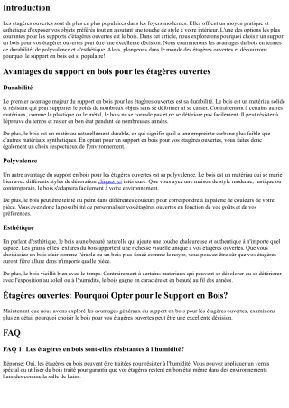 Étagères ouvertes: Pourquoi Opter pour le Support en Bois?