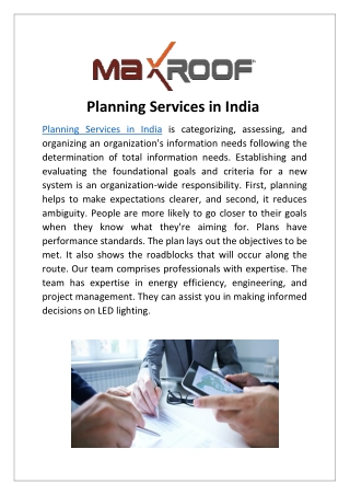 planning services in india