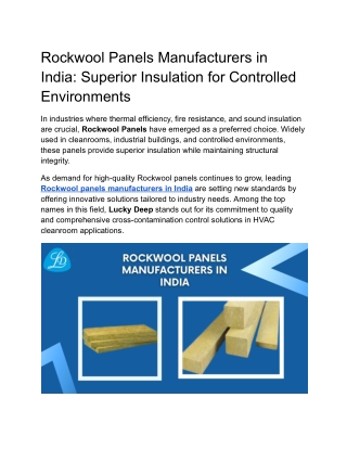 Rockwool Panels Manufacturers in India: Superior Insulation for Controlled Envir