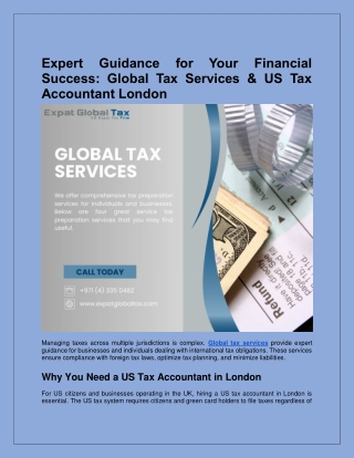 Expert Guidance for Your Financial Success Global Tax Services & US Tax Accountant London