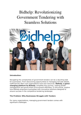 Revolutionizing Government Tendering with Seamless Solutions