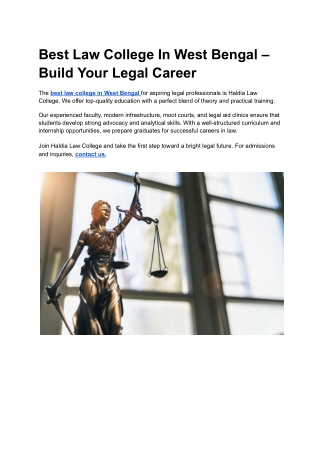 Best Law College In West Bengal – Build Your Legal Career
