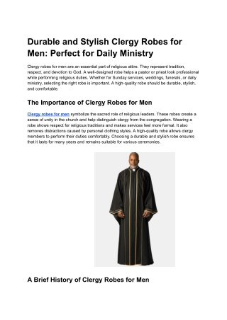 Durable and Stylish Clergy Robes for Men_ Perfect for Daily Ministry