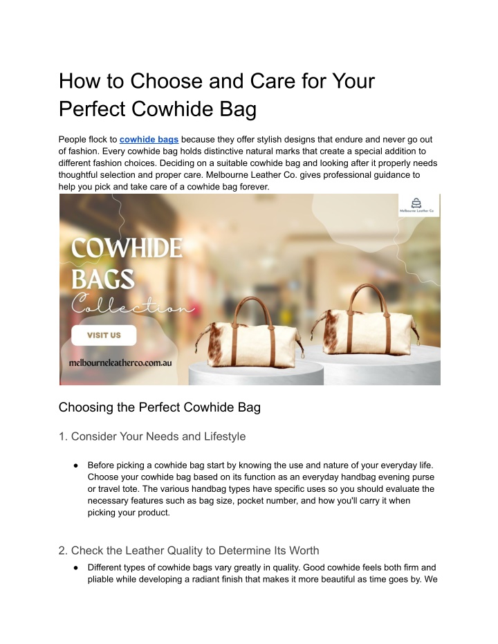 how to choose and care for your perfect cowhide