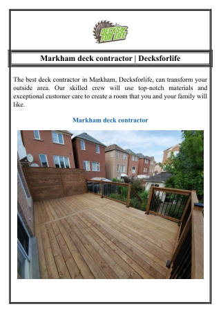 Markham deck contractor | Decksforlife