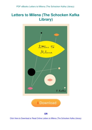 PDF eBooks Letters to Milena (The Schocken Kafka Library)