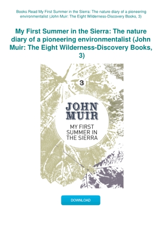 Books Read My First Summer in the Sierra The nature diary of a pioneering environmentalist (John Mui