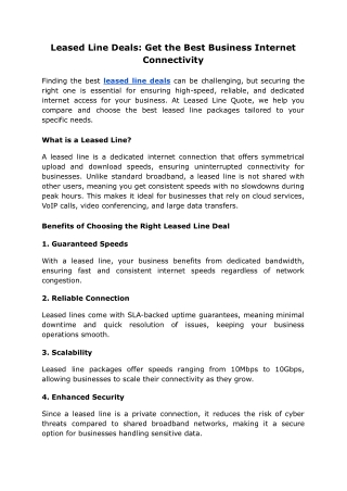 Leased Line Deals