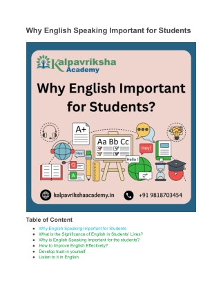 why english speaking important for students
